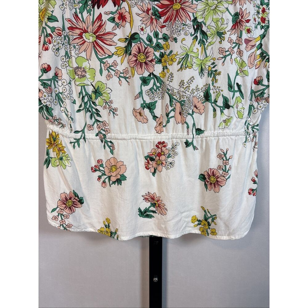 Anthropologie Floral Drawstring Blouse Womens XS Colorful Tassel Boho Peasant - Picture 6 of 9